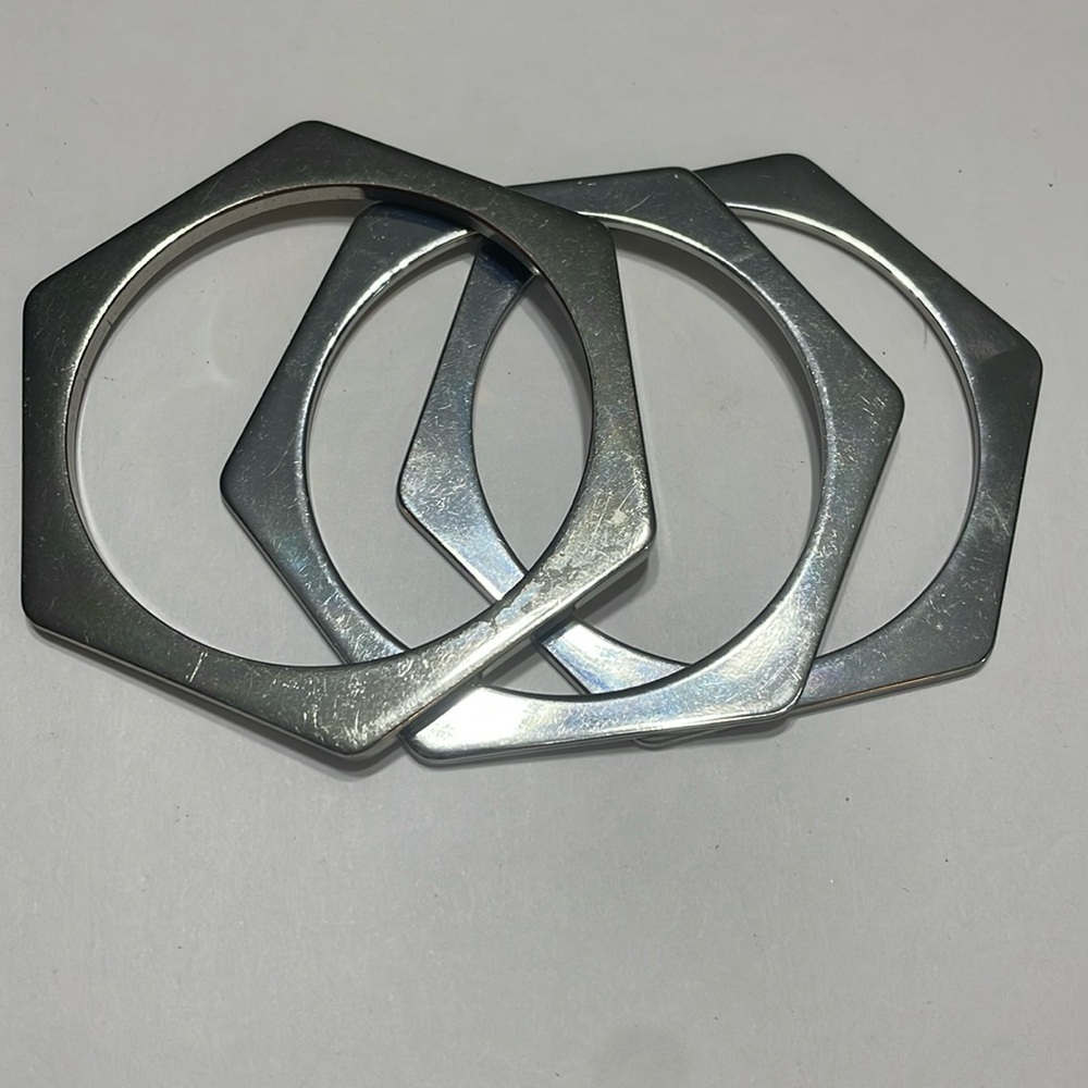 3 silver bangles